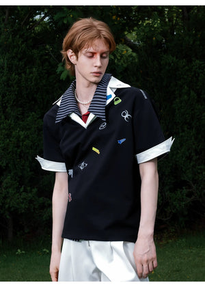 desc::oversized-v-neck-faux-two-piece-graphic-sticker-polo-tee-detail-img-10