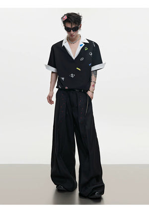 desc::oversized-v-neck-faux-two-piece-graphic-sticker-polo-tee-detail-img-7