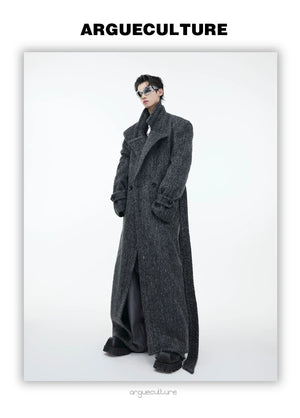 desc::oversized-woolen-trench-coat-unisex-belted-overcoat-detail-img-2