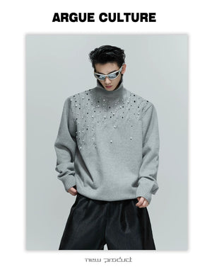 desc::pearl-cable-knit-turtleneck-heavyweight-loose-sweater-detail-img-16