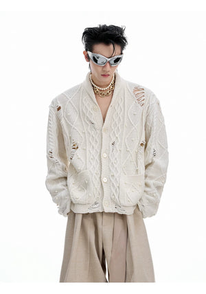 desc::pearl-distressed-knit-cardigan-streetwear-v-neck-sweater-detail-img-8