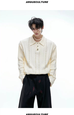 desc::pearl-rivet-ribbed-knit-polo-slim-fit-urban-long-sleeve-detail-img-11