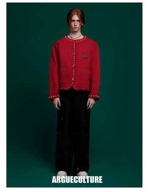 desc::pearl-trim-glitter-knit-jacket-loose-street-cardigan-detail-img-3