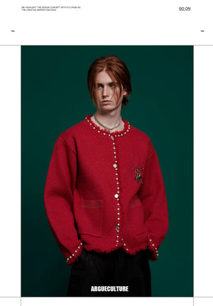 desc::pearl-trim-glitter-knit-jacket-loose-street-cardigan-detail-img-4