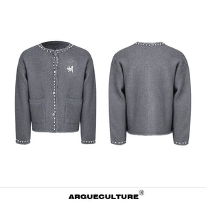 pearl-trim-glitter-knit-jacket-loose-street-cardigan-green