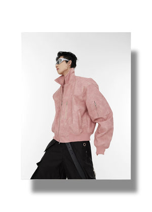 desc::pink-polka-dot-gradient-cropped-moto-jacket-for-unisex-detail-img-19