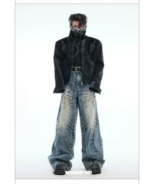 desc::pleated-wide-leg-distressed-vintage-jeans-for-men-detail-img-10