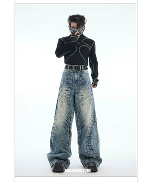 desc::pleated-wide-leg-distressed-vintage-jeans-for-men-detail-img-11