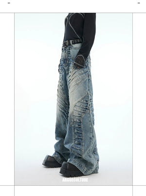 desc::pleated-wide-leg-distressed-vintage-jeans-for-men-detail-img-2