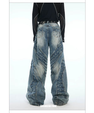 desc::pleated-wide-leg-distressed-vintage-jeans-for-men-detail-img-4