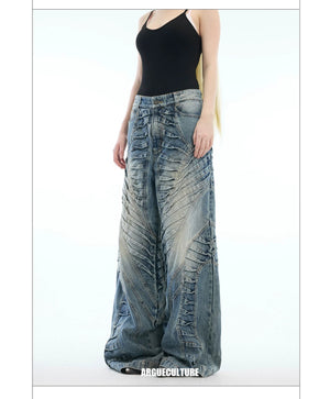 desc::pleated-wide-leg-distressed-vintage-jeans-for-men-detail-img-8