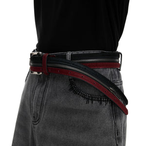 Ink flame colorway of the double-zip leather belt for men and women