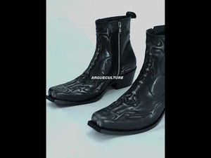 Black Leather Spine Chelsea Boots with Platform Heel video