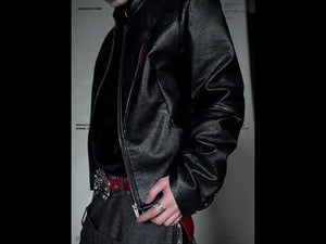 Black-Red Deconstructed Skull PU Stand-Collar Jacket | ArguE CulturE