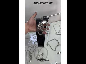 Black Embossed Logo PU Belt for Unisex Streetwear Style video
