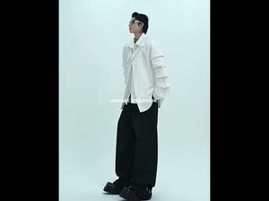 Video demonstrating the fluid movement and draping of these tech-inspired wide-leg streetwear pants