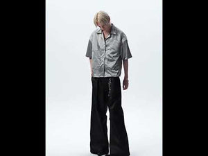 360-degree video showcasing the deconstructed short-sleeve shirt's patchwork design and premium details