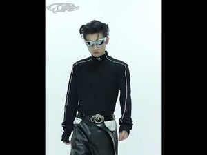 Fitted Brushed Mock Neck Top with Reflective Detail video