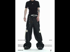 Black Cross-Detail Wide-Leg Cotton Jeans video