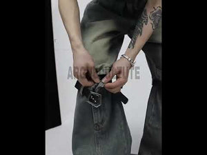 High-Waisted Washed Belt-Detail Jeans | GARGUE TCULTURE video