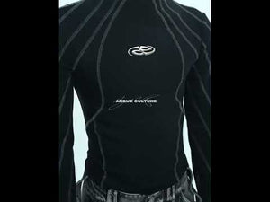 Video showcasing the metallic trim mock neck cropped t-shirt with deconstructed streetwear design in motion