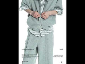 Mock-Layer Striped Polo Top and Pants Streetwear Set video