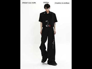 Black High-Waist Metal-Button Straight-Leg Trousers video