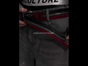 Black Red Horsehair Leather Belt | Double Metal Fastening video