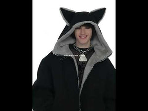 Video demonstration of reversible fox hoodie showing how to flip between cotton and fleece sides