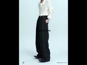 Deconstructed Pleated Straight-Leg Cotton Blend Trousers video