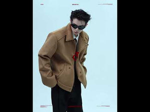 Asymmetric Wool-Alpaca Short Jacket | Black/Brown video