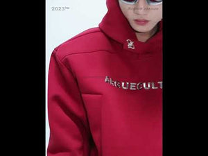 Loose Cotton Hooded Sweatshirt with Dimensional Print video