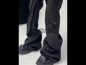 360-degree video showcasing the movement and drape of these handmade deconstructed slim flare pants