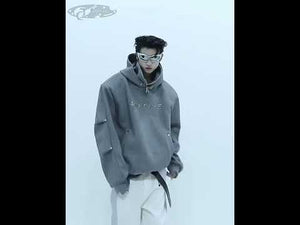Video demonstrating the premium features of this streetwear hoodie including removable shoulders and metal buttons