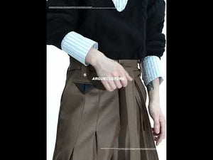 Pleated Cotton-Blend Tie-Waist Straight-Leg Trousers video