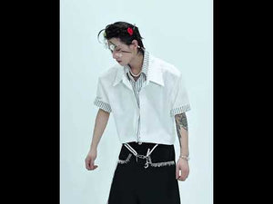Relaxed Striped Faux Two-Piece Short-Sleeve Shirt video