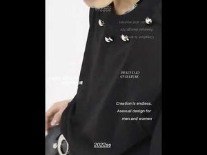 Black Cotton Oversized T-Shirt with Metal Detail video