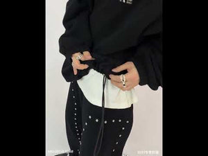 360-degree video showing all angles of this premium streetwear hoodie with metallic print and shoulder pads