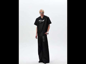 360-degree video showcasing all angles of the pearl-trim deconstructed streetwear t-shirt design