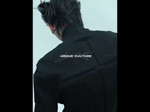 360-degree video showcasing the armored black mock neck long sleeve top's unique design and streetwear appeal