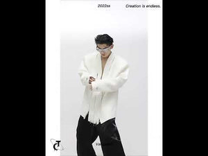 Video showing 360-degree view of deconstructed v-neck cardigan and different ways to style this streetwear essential