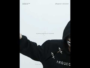 360-degree video showcase of the unique deconstructed hoodie with airplane buckles and metal grommets