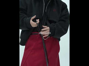 Video demonstration showing how these textured wide-leg trousers move with the body for streetwear looks