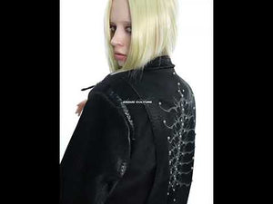 Snake-Texture Studded PU Cropped Jacket | Unisex video
