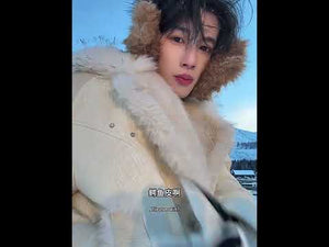 Marbled Faux Wolf-Fur Collar Jacket for Streetwear video