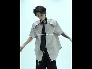 Rhinestone Collar Striped Shirt with Detachable Tie video