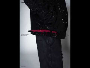 Black Stardust Suede Jacket, Stand Collar & Embroidery | ArguE CulturE