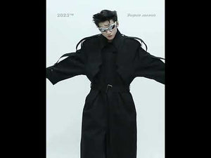 Deconstructed Long Overcoat | Black or Khaki Polyester video
