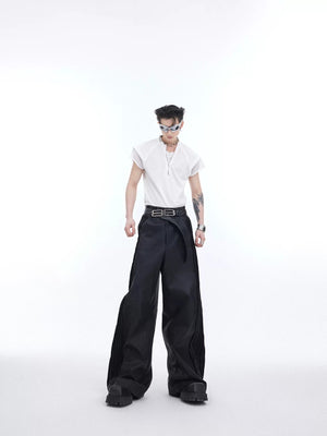 Model wearing a punk mesh vest in an urban street setting