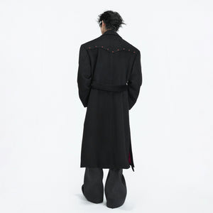 Back view of the mid-long length premium wool winter coat